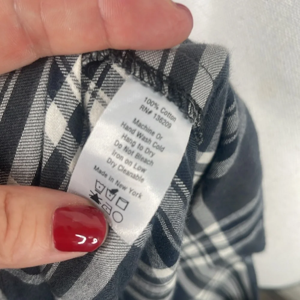 Hatch Black & White Plaid Flannel Dress Boxy Cozy Mom-To-Be Pregnancy OS